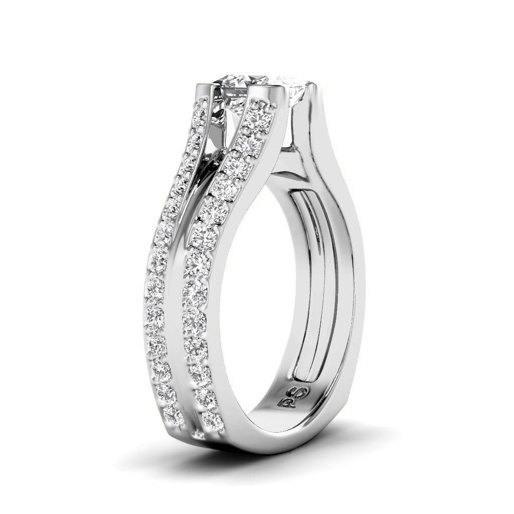 1.35 - 2.50 CT Princess & Round Cut Natural Diamonds - Engagement Ring - Primestyle.com