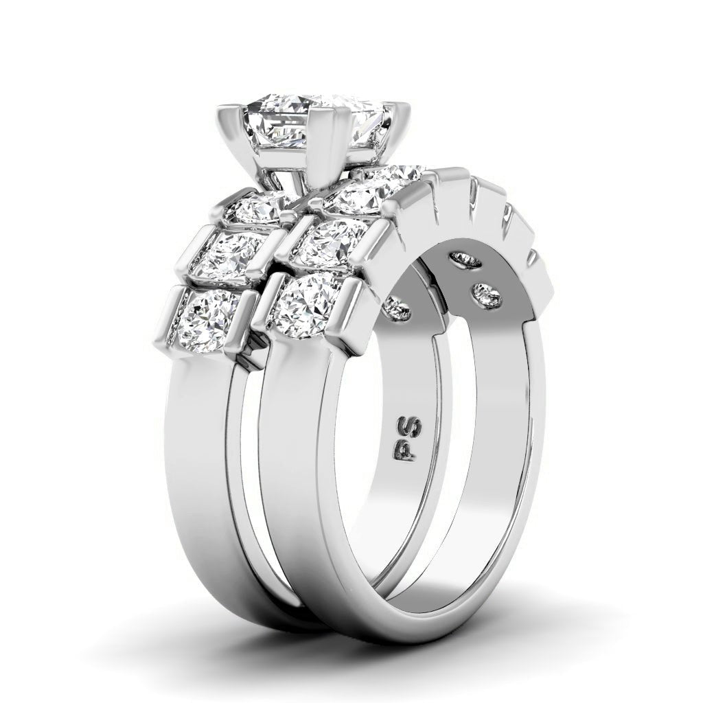 2.20-3.35 CT Princess & Round Cut Natural Diamonds - Bridal Set