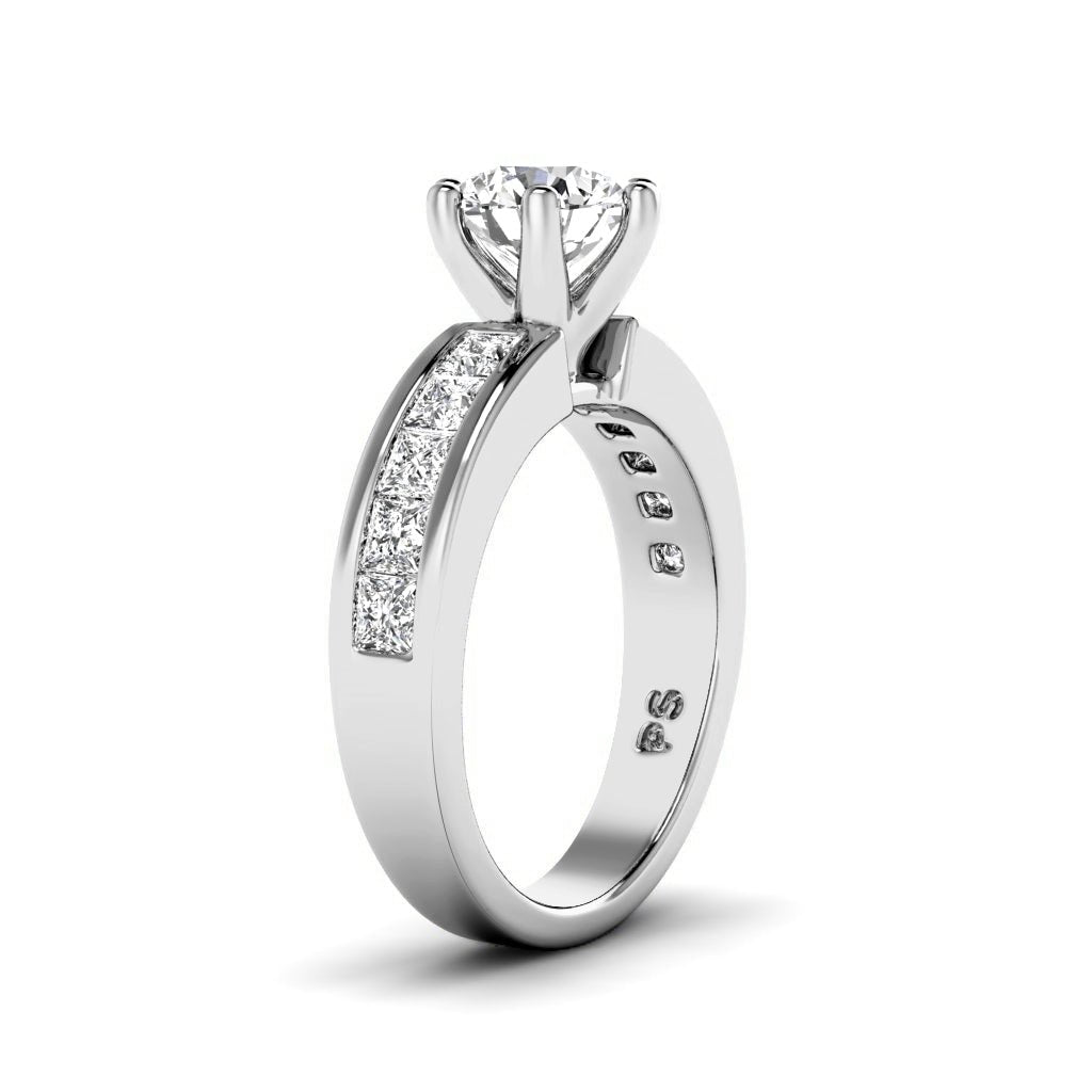 1.25-2.40 CT Princess & Round Cut Natural Diamonds - Engagement Ring