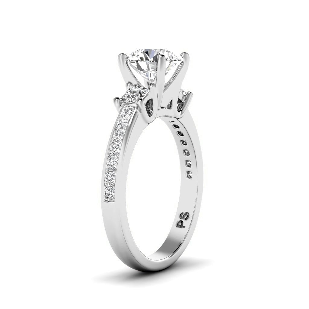 1.25-6.75 CT Princess & Round Cut Lab Grown Diamonds - Engagement Ring
