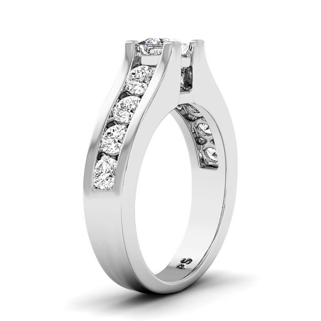 1.15-2.30 CT Princess & Round Cut Natural Diamonds - Engagement Ring