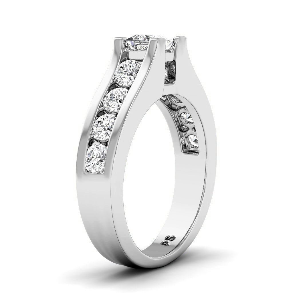 1.15-2.30 CT Princess & Round Cut Natural Diamonds - Engagement Ring