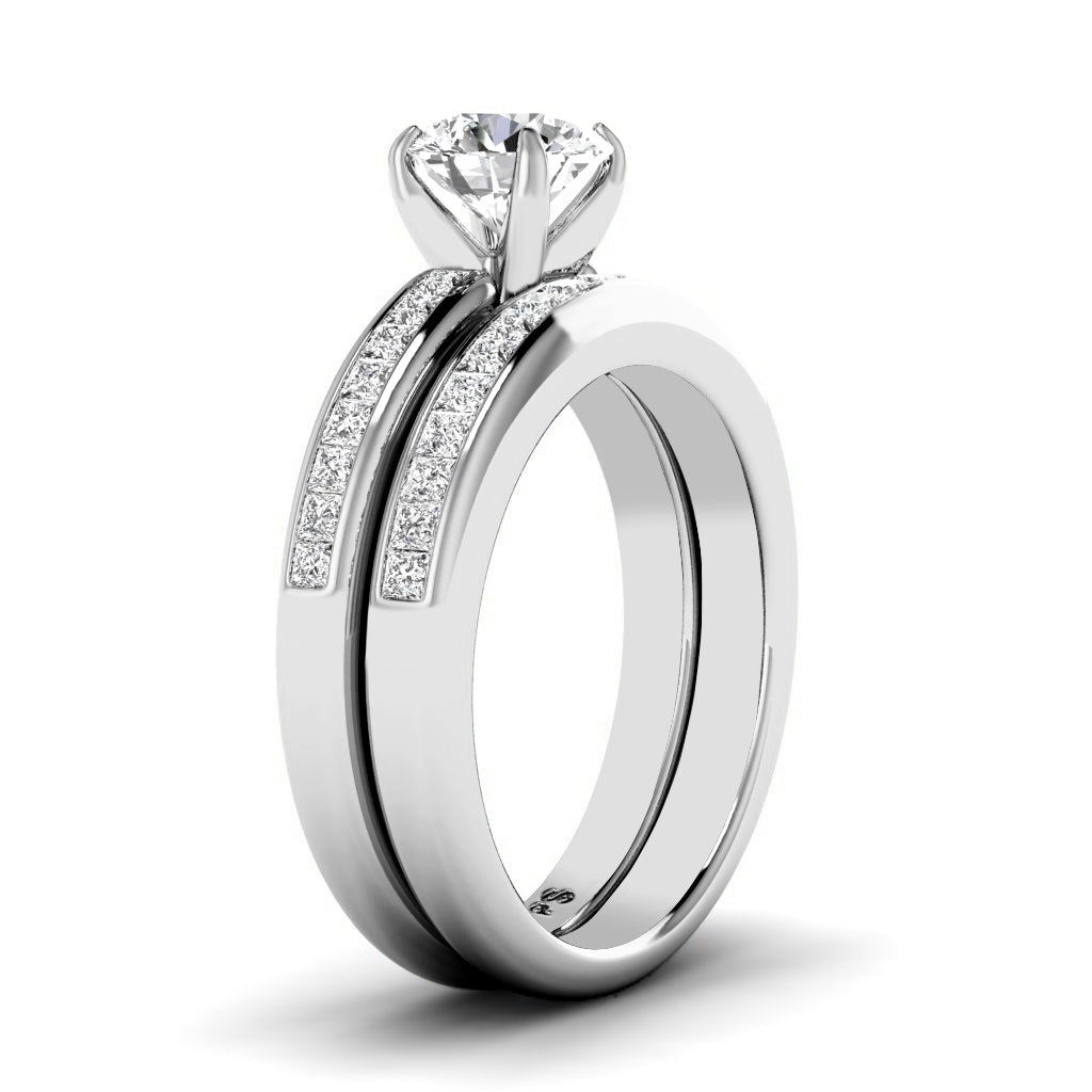 1.20-2.35 CT Princess & Round Cut Diamonds - Bridal Set