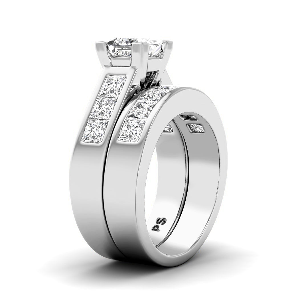 2.60-3.75 CT Princess Cut Natural Diamonds - Bridal Set