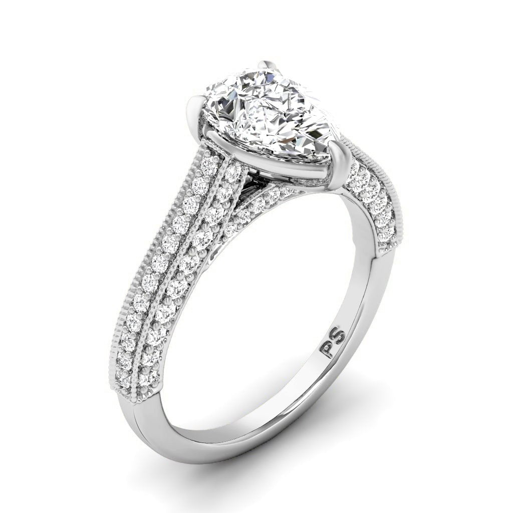 1.15-6.65 CT Pear & Round Cut Diamonds - Engagement Ring