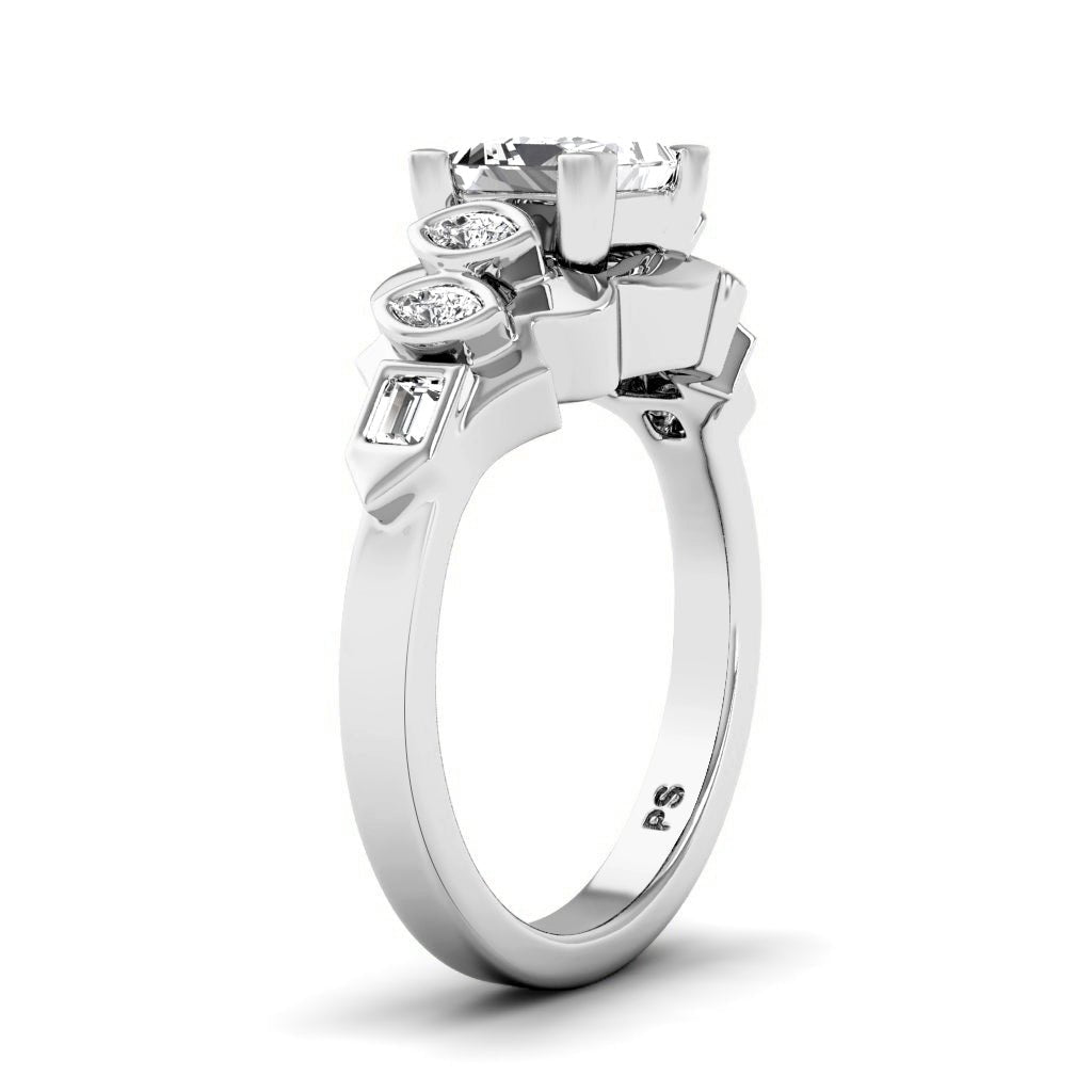0.60-1.75 CT Baguette & Marquise & Princess Cut Natural Diamonds - Engagement Ring