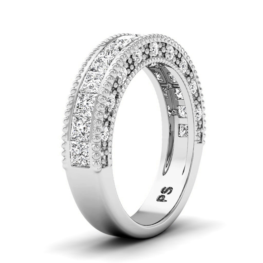 1.50 CT Princess & Round Cut Diamonds - Wedding Band