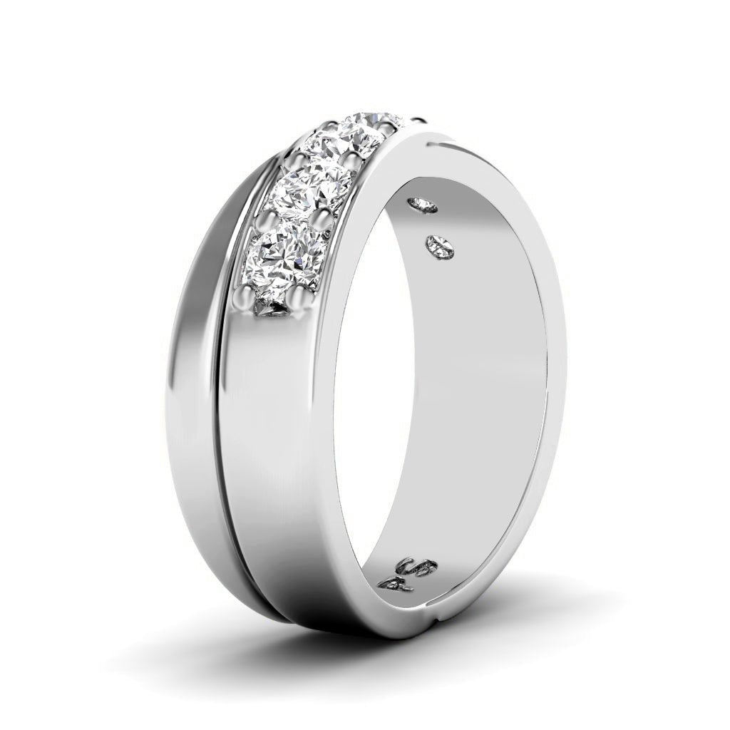 1.20 CT Round Cut Lab Grown Diamonds - Mens Wedding Band - Primestyle.com