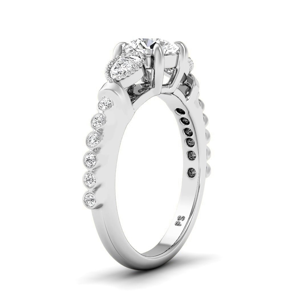 0.77 - 1.92 CT Pear & Round Cut Natural Diamonds - Engagement Ring - Primestyle.com
