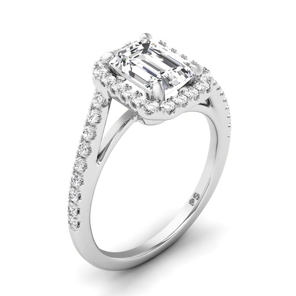 0.85-3.35 CT Round & Emerald Cut Lab Grown Diamonds - Halo Ring