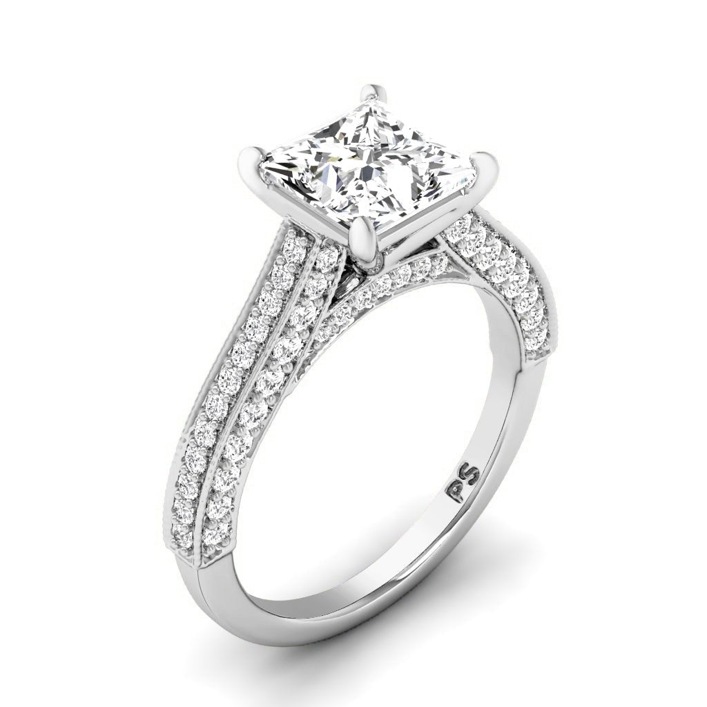 1.15-6.65 CT Princess & Round Cut Diamonds - Engagement Ring