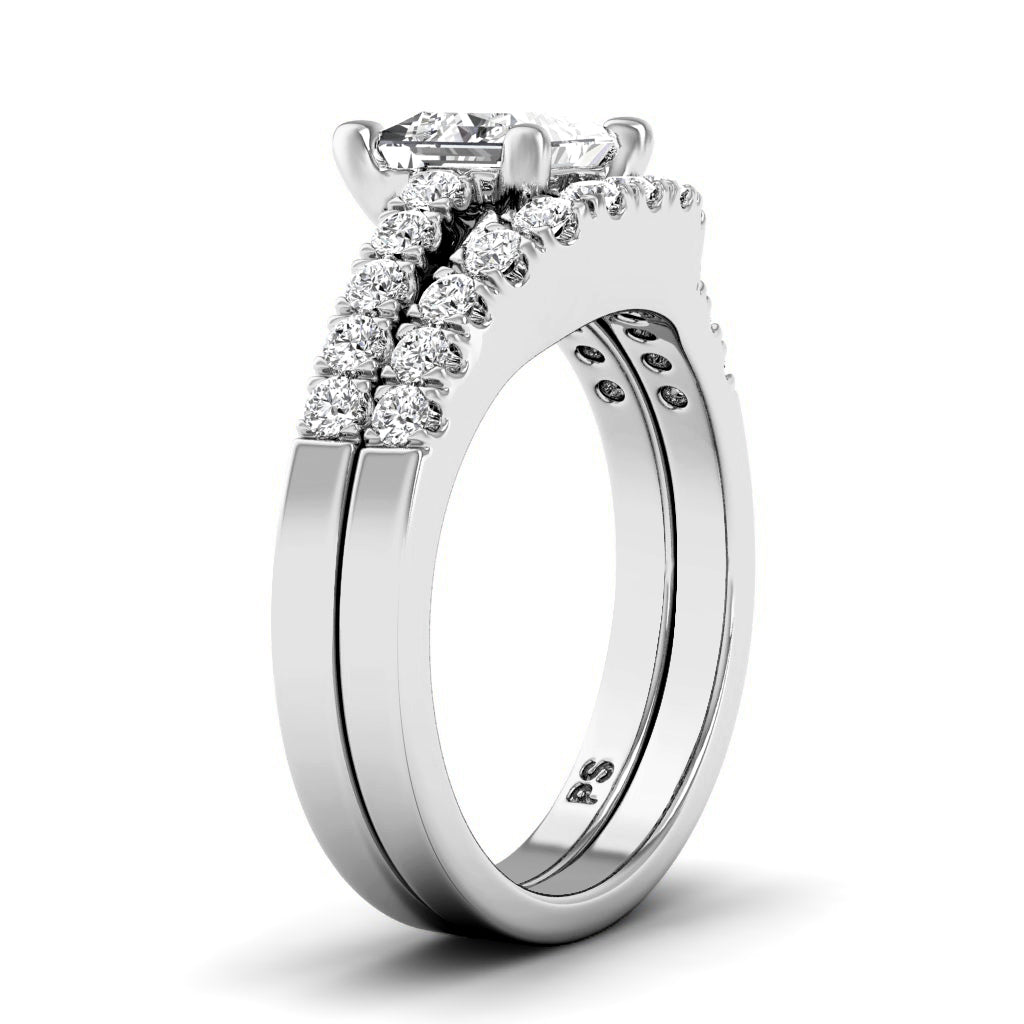 0.90-2.05 CT Princess & Round Cut Natural Diamonds - Bridal Set