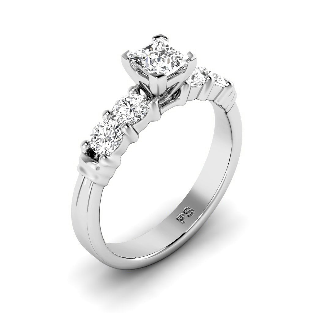 1.05-6.55 CT Princess & Round Cut Lab Grown Diamonds - Engagement Ring