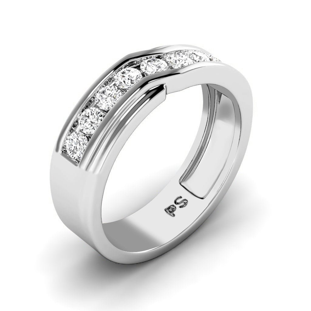 0.65 CT Round Cut Natural Diamonds - Mens Wedding Bands - Primestyle.com