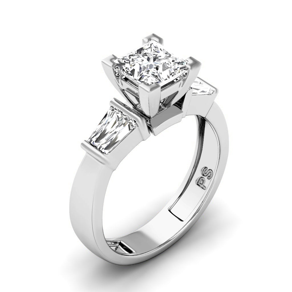 0.75-1.90 CT Princess & Taper Cut Natural Diamonds - Engagement Ring