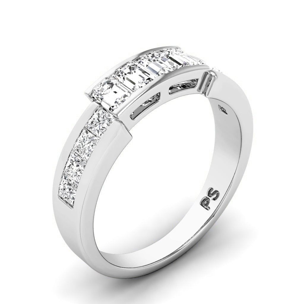 1.40 CT Princess & Emerald Cut Lab Grown Diamonds - Wedding Band - Primestyle.com