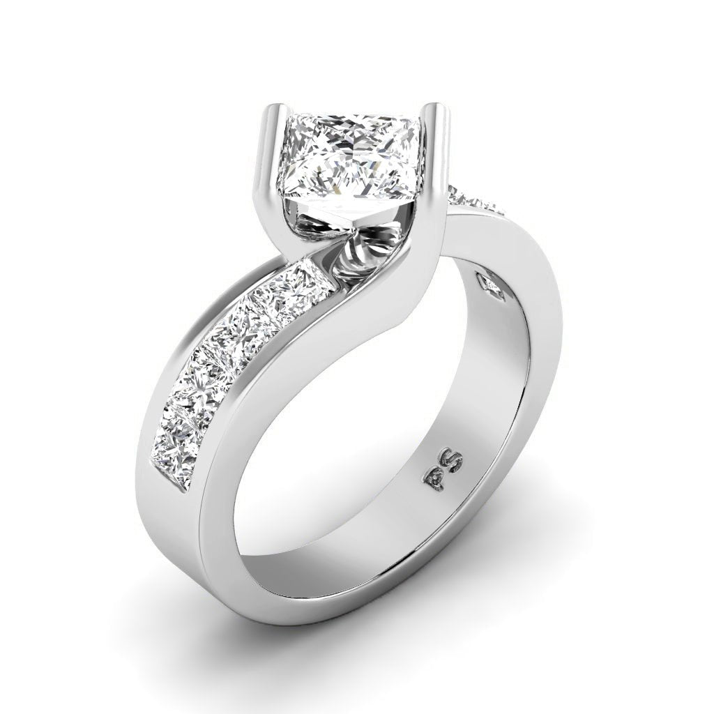 2.10-7.60 CT Princess Cut Diamonds - Engagement Ring