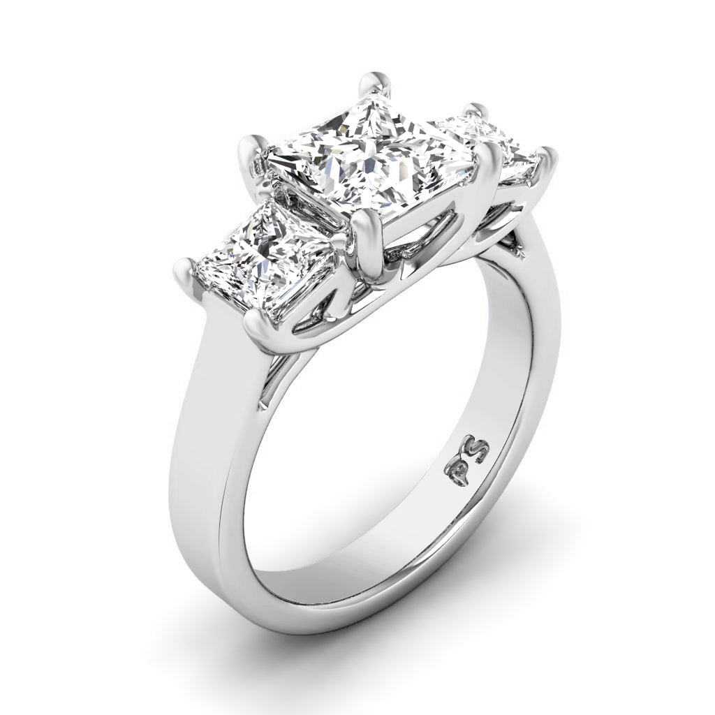 0.90 CT Princess Cut Diamonds - Three Stone Ring