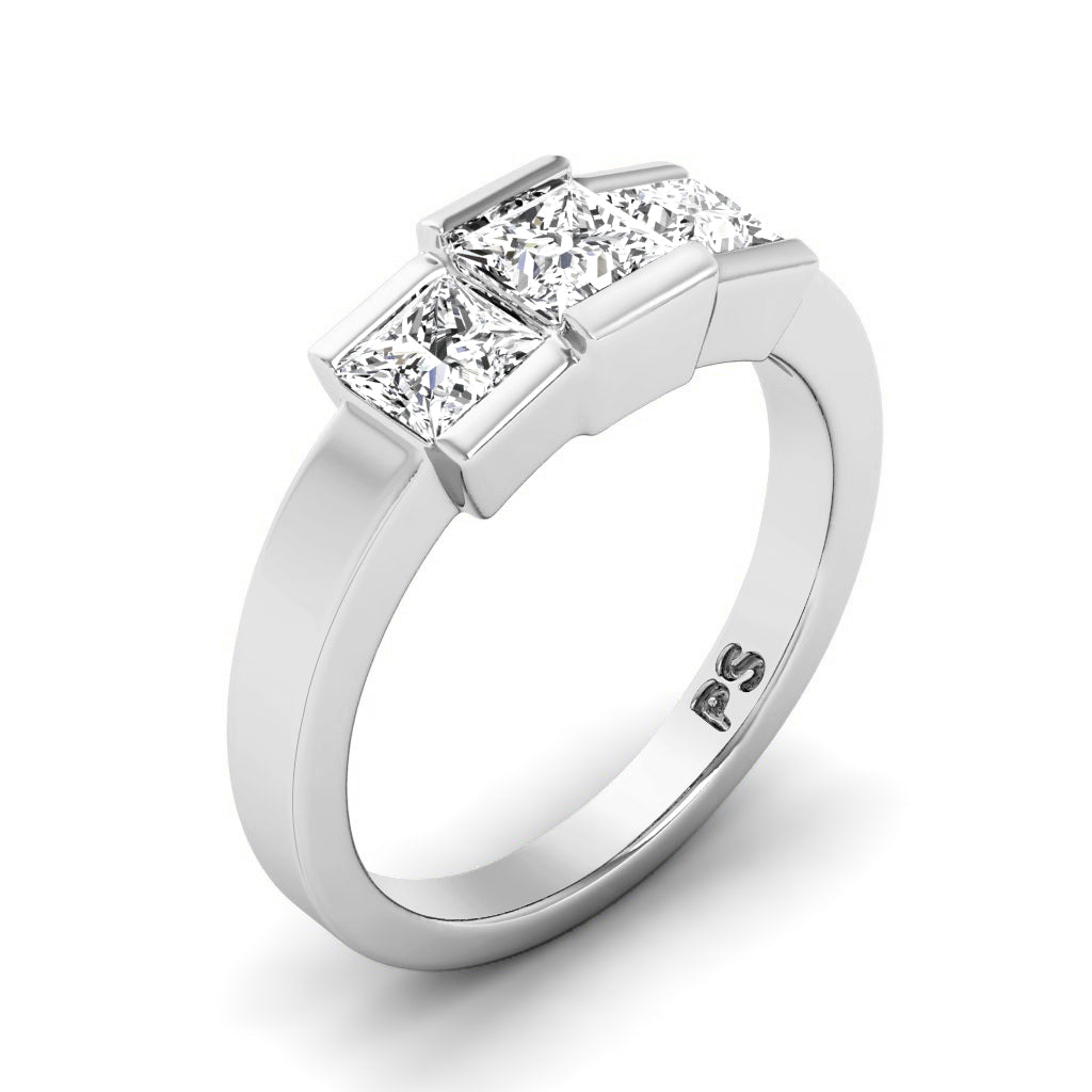 1.15 CT Princess Cut Diamonds - Three Stone Ring