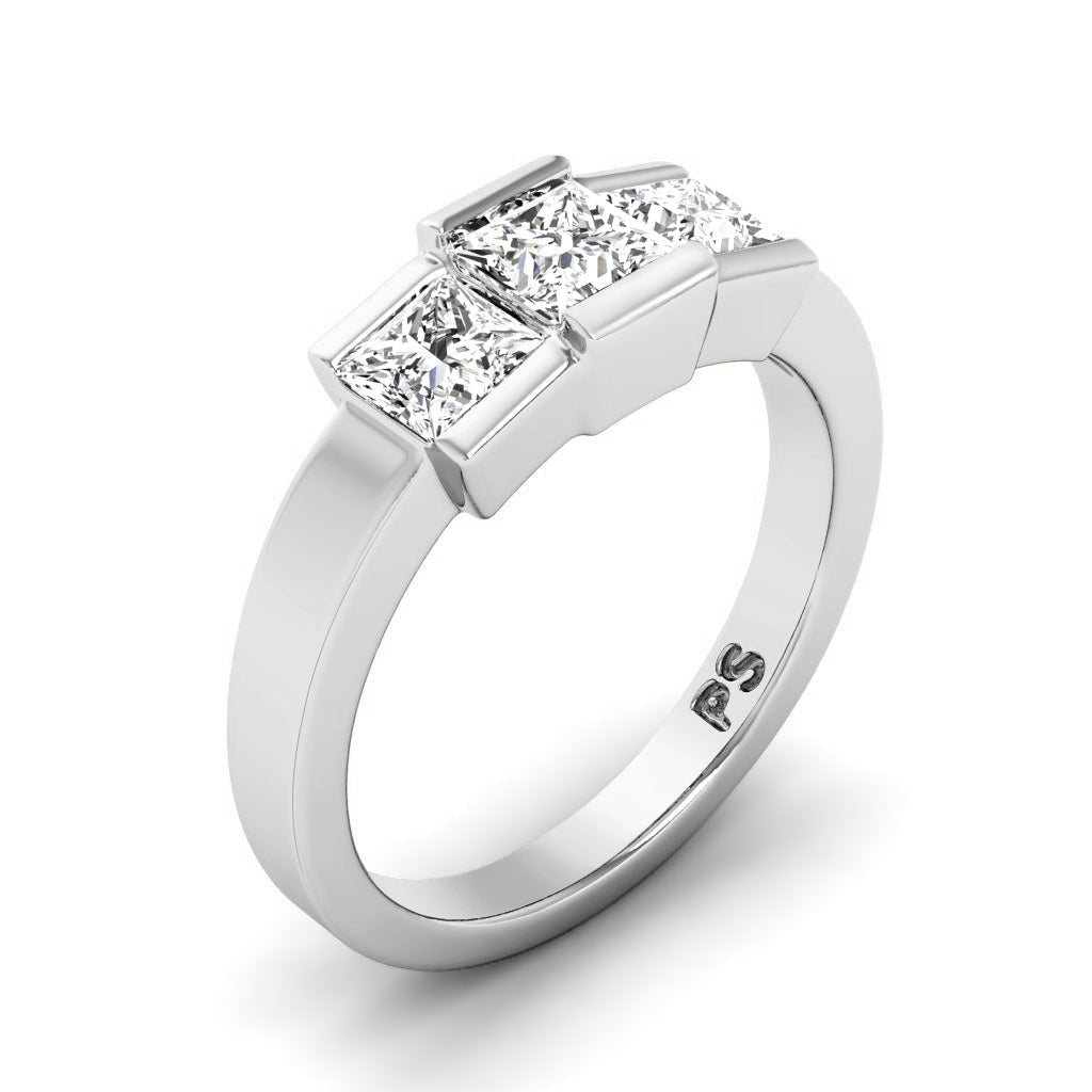 1.15 CT Princess Cut Natural Diamonds - Three Stone Rings - Primestyle.com