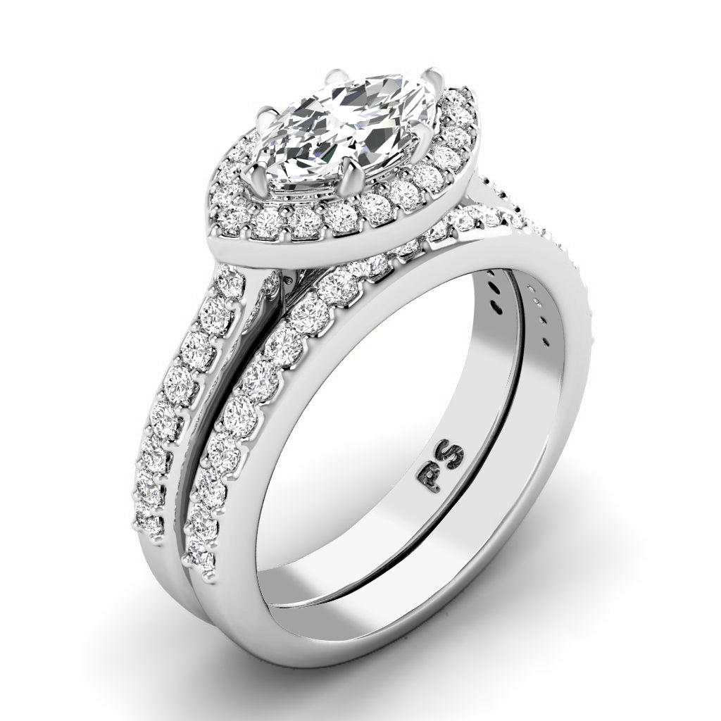 0.90-2.05 CT Marquise & Round Cut Natural Diamonds - Bridal Set