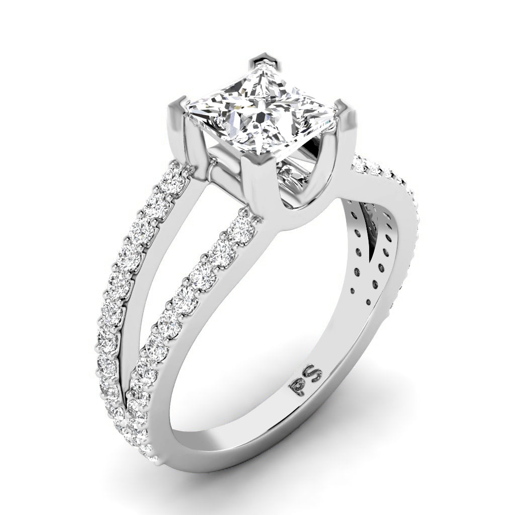 0.85-2.00 CT Princess & Round Cut Natural Diamonds - Engagement Ring
