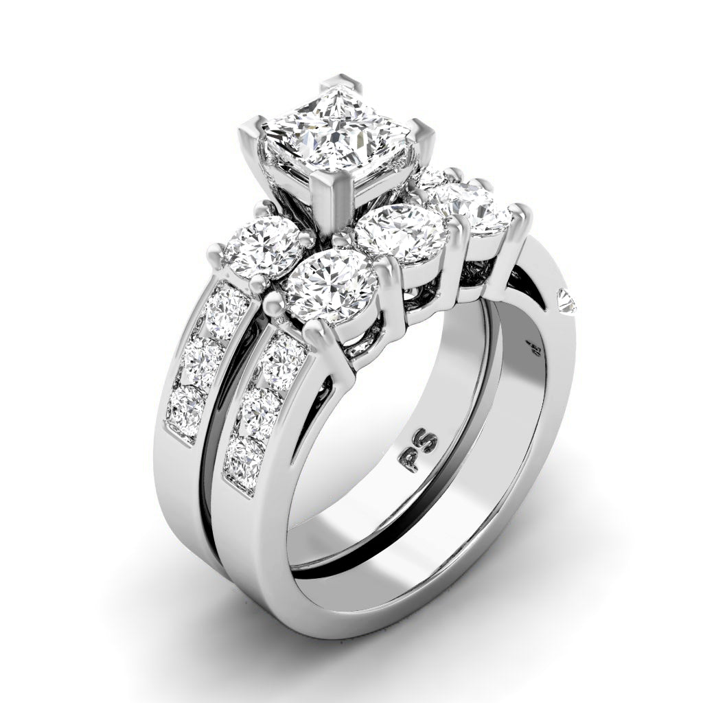 2.15-3.30 CT Round & Princess Cut Diamonds - Bridal Set