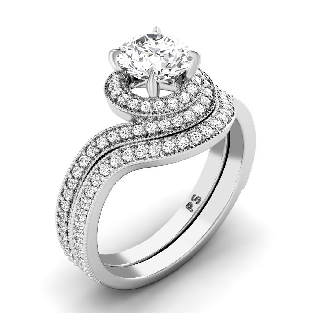 0.95-6.45 CT Round Cut Diamonds - Bridal Set