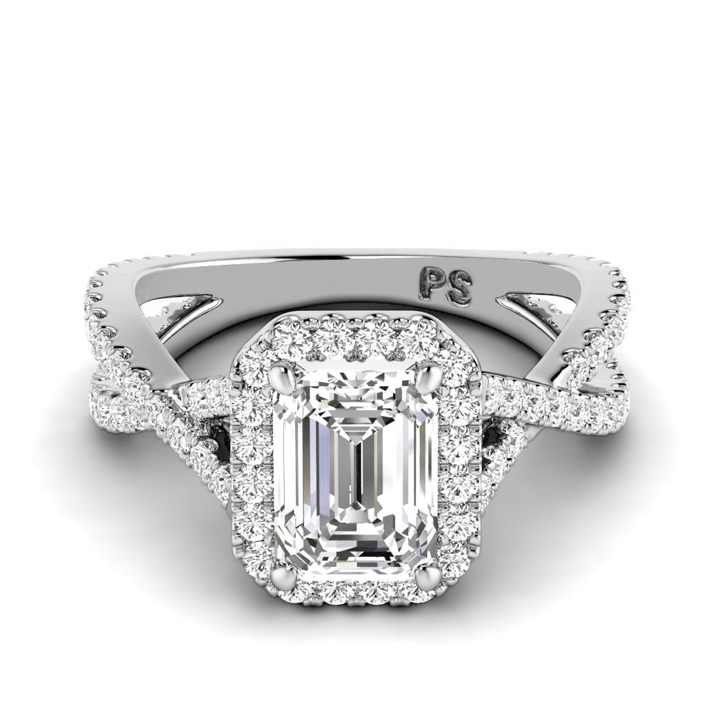 1.10 - 3.60 CT Round & Emerald Cut Lab Grown Diamonds - Halo Ring - Primestyle.com