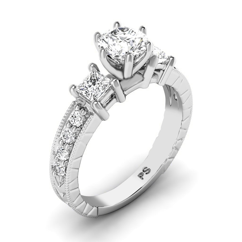 1.05 - 2.20 CT Princess & Round Cut Natural Diamonds - Engagement Ring - Primestyle.com