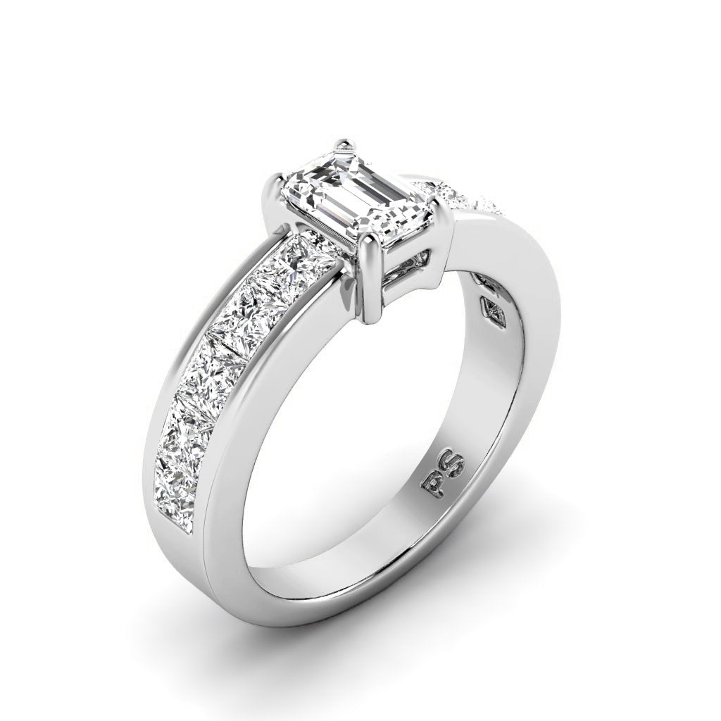 1.85 - 3.00 CT Emerald & Princess Cut Natural Diamonds - Engagement Ring - Primestyle.com