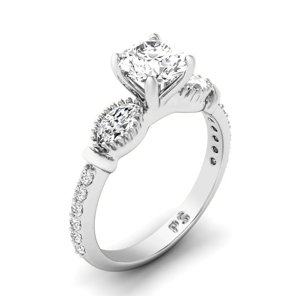 0.80 - 1.95 CT Marquise & Round Cut Natural Diamonds - Engagement Ring - Primestyle.com
