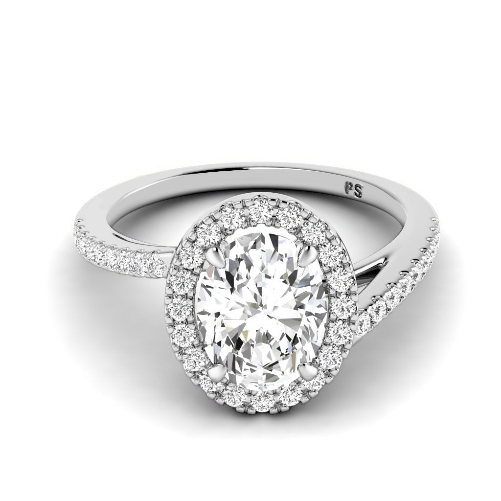 0.85 - 3.35 CT Round & Oval Cut Lab Grown Diamonds - Halo Ring - Primestyle.com