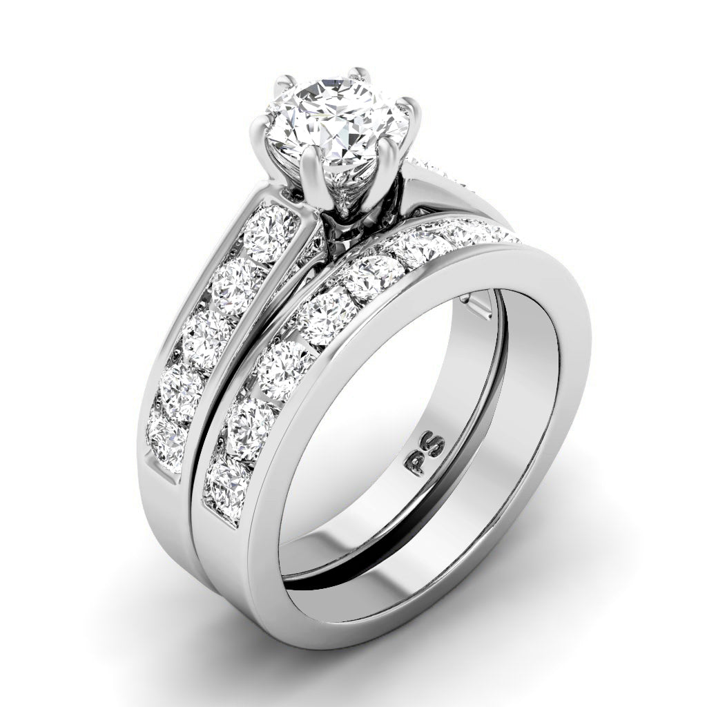 1.95-7.45 CT Princess & Round Cut Diamonds - Bridal Set