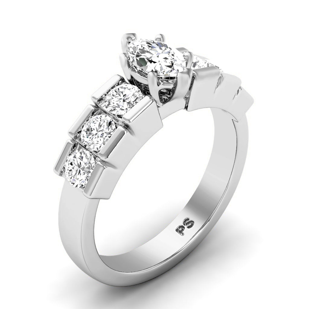 1.20-2.35 CT Marquise & Round Cut Natural Diamonds - Engagement Ring