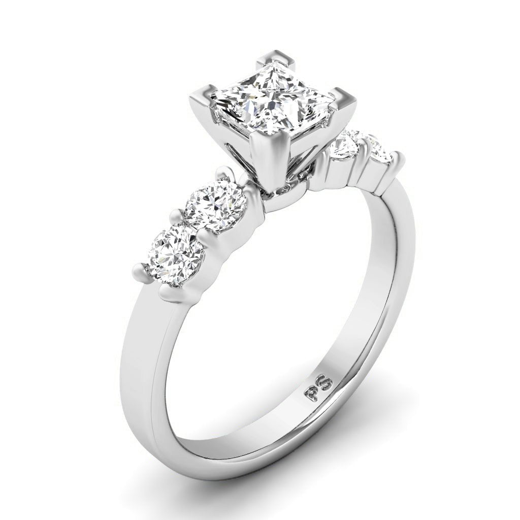 0.95-2.10 CT Princess & Round Cut Natural Diamonds - Engagement Ring