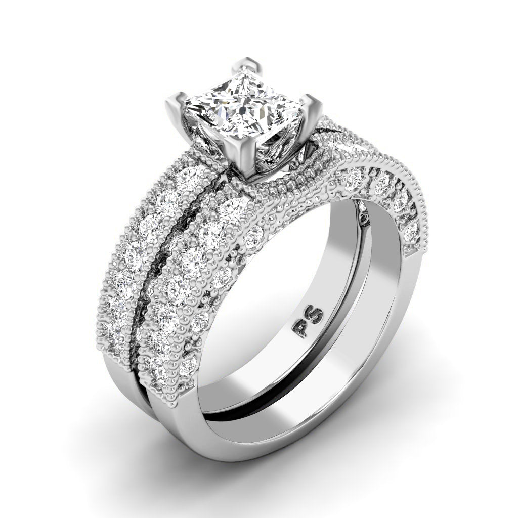 1.60-4.10 CT Round & Princess Cut Lab Grown Diamonds - Bridal Set