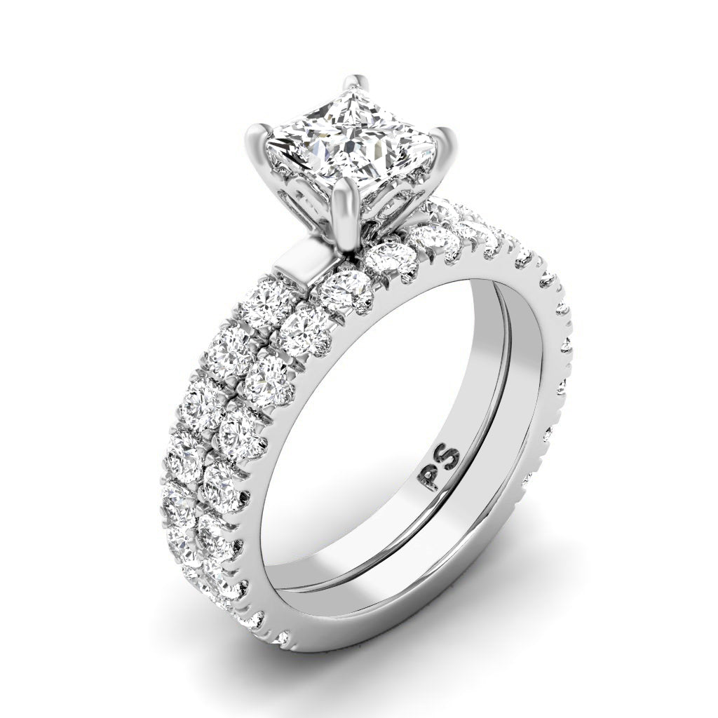 1.90-7.40 CT Princess & Round Cut Diamonds - Bridal Set