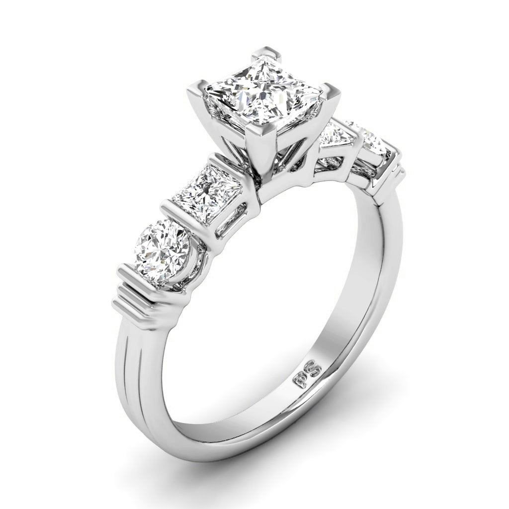 1.05-2.20 CT Round & Princess Cut Diamonds - Engagement Ring