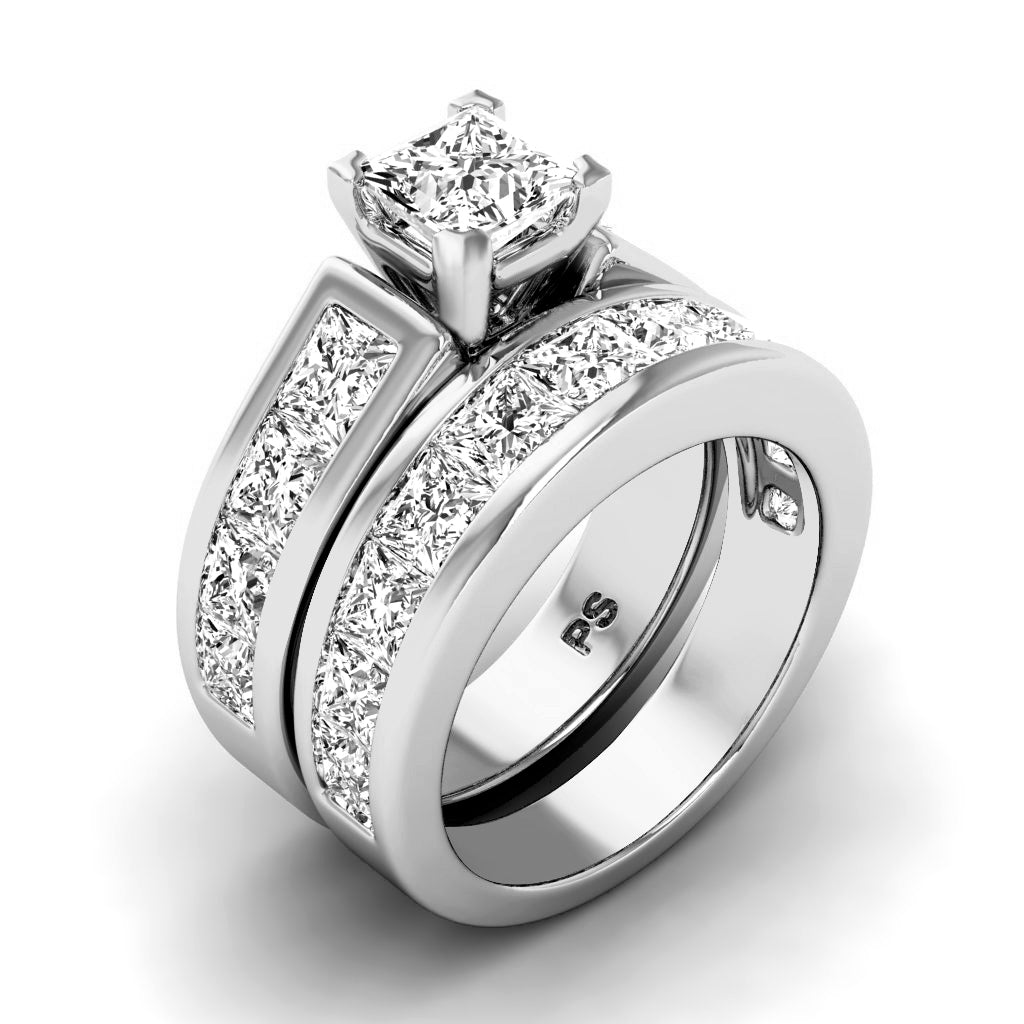 5.25-6.40 CT Princess Cut Natural Diamonds - Bridal Set