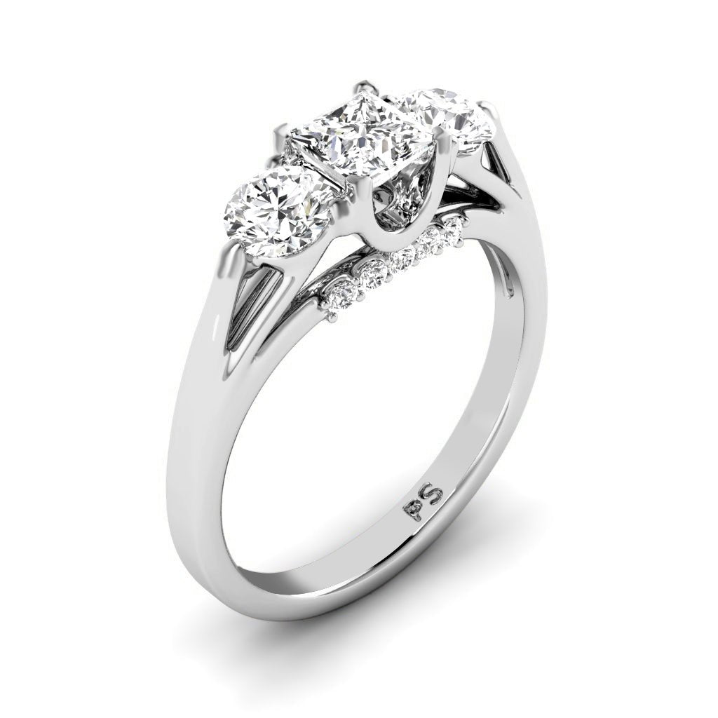 1.05-6.55 CT Princess & Round Cut Lab Grown Diamonds - Engagement Ring