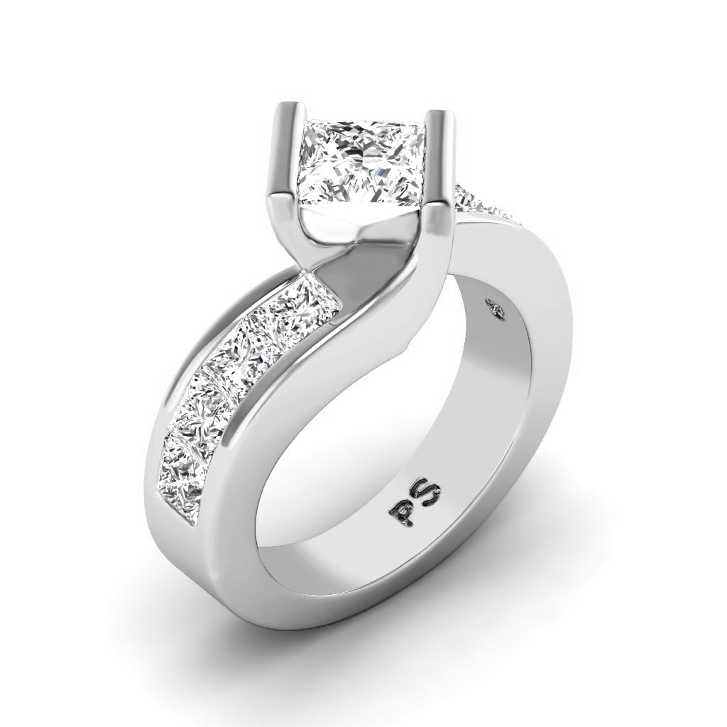 2.15 - 3.30 CT Princess Cut Natural Diamonds - Engagement Ring - Primestyle.com