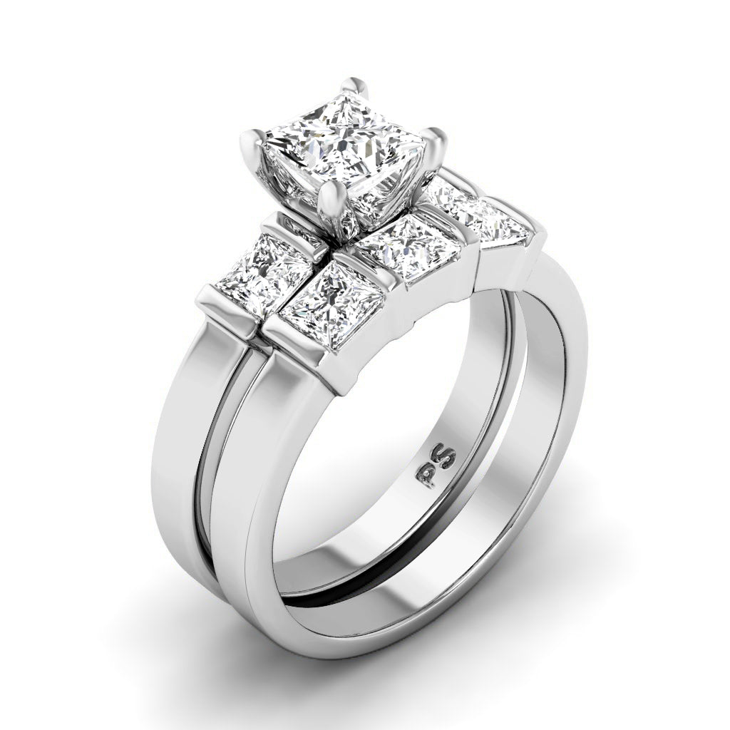 1.90-3.05 CT Princess Cut Natural Diamonds - Bridal Set