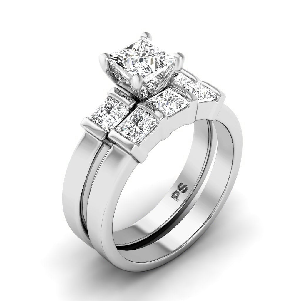 1.90-3.05 CT Princess Cut Natural Diamonds - Bridal Set