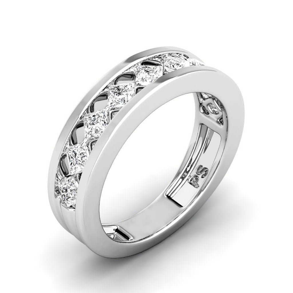 0.90 CT Princess Cut Natural Diamonds - Wedding Band