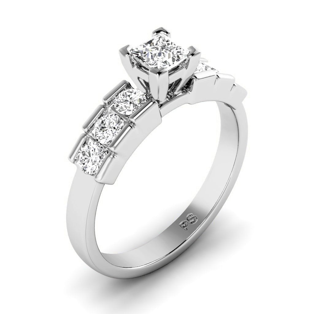 0.95 - 2.10 CT Princess & Round Cut Natural Diamonds - Engagement Ring - Primestyle.com