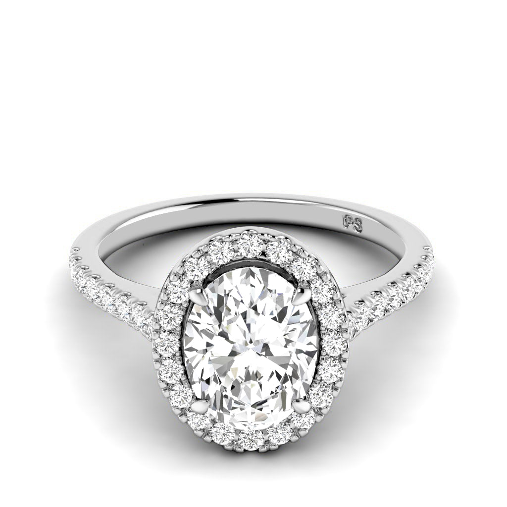 0.95-3.45 CT Round & Oval Cut Lab Grown Diamonds - Halo Ring