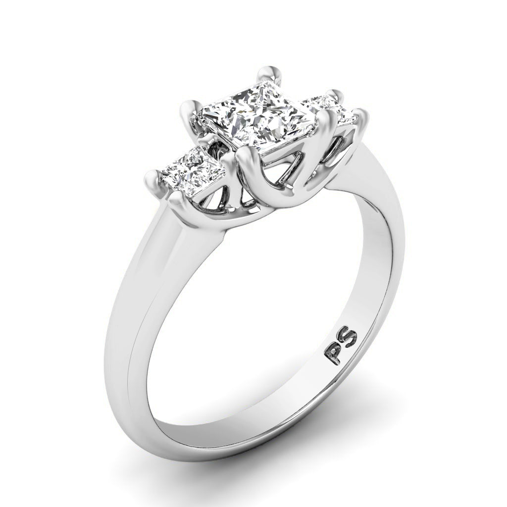 0.75-0.95 CT Princess Cut Diamonds - Three Stone Ring