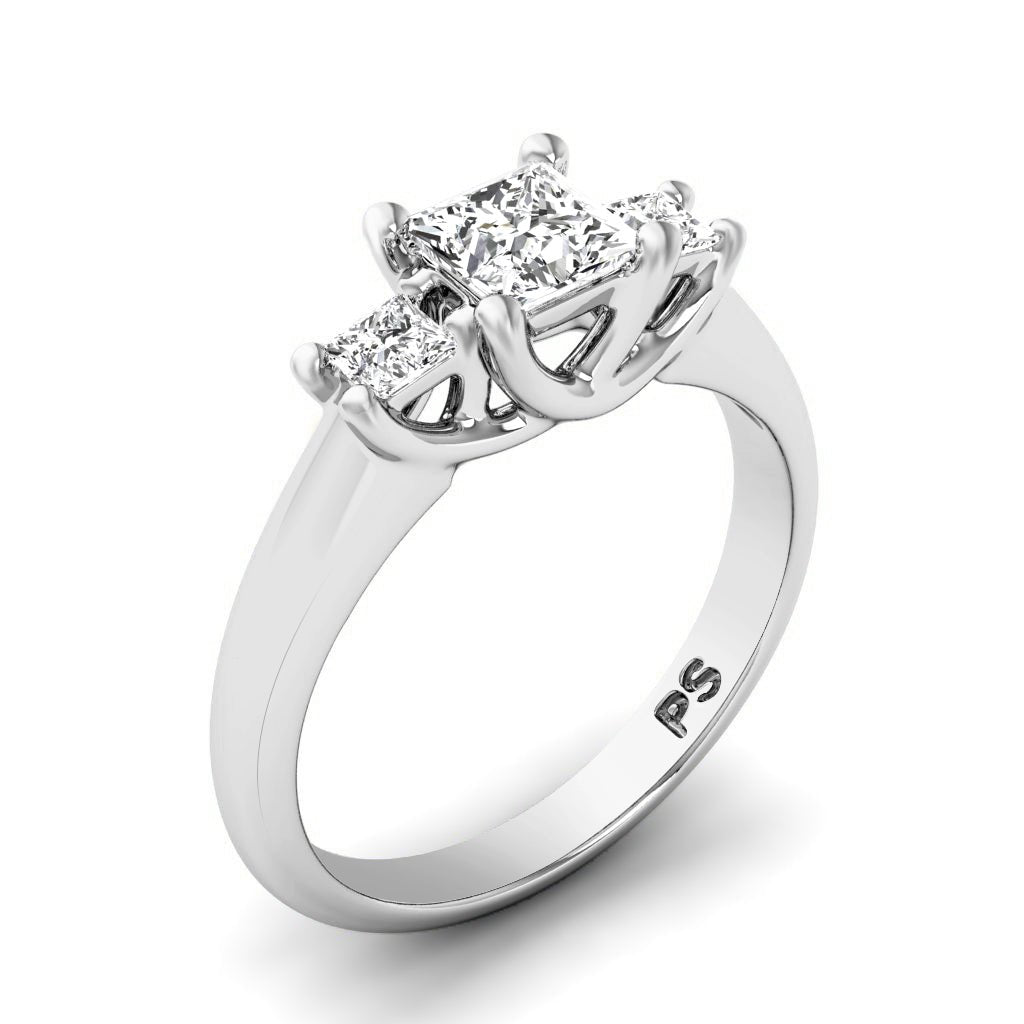 0.75 - 0.95 CT Princess Cut Natural Diamonds - Three Stone Rings - Primestyle.com
