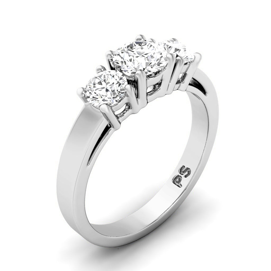 0.50-0.80 CT Round Cut Lab Grown Diamonds - Three Stone Ring